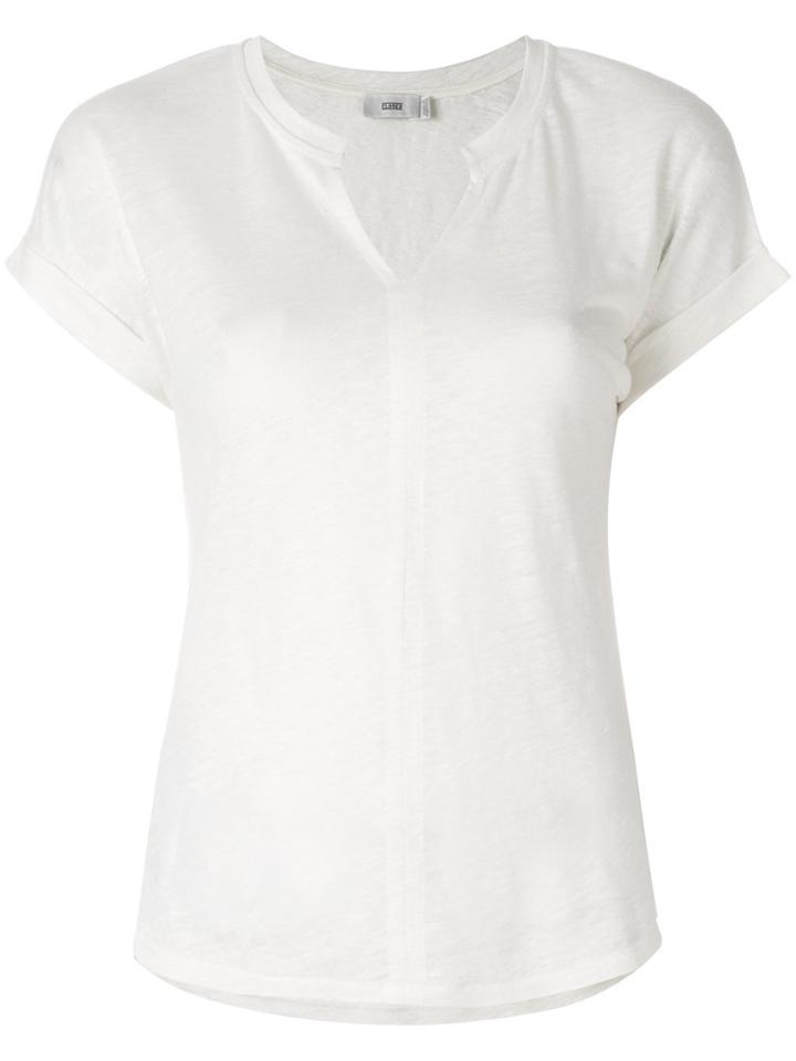 Closed Open Neckline T-shirt - White