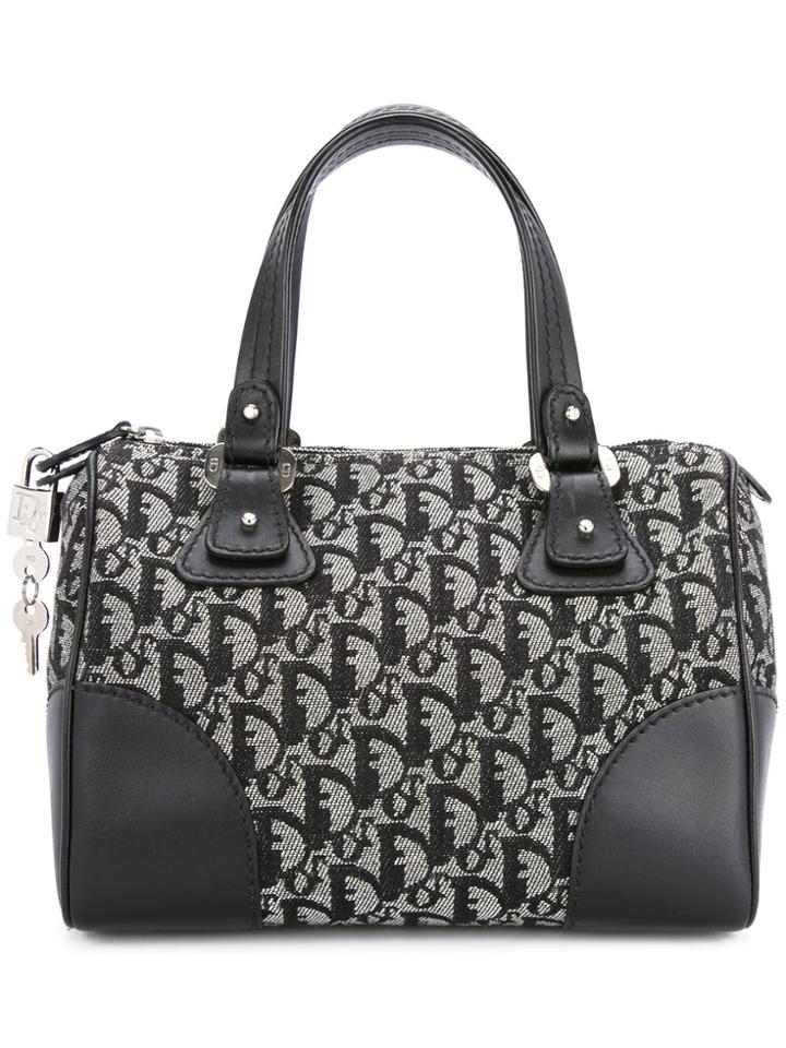Christian Dior Vintage Trotter Pattern Tote Bag - Black