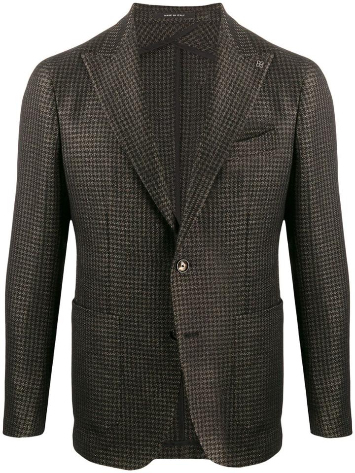 Tagliatore Houndstooth Pattern Blazer Jacket - Black
