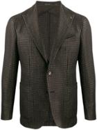 Tagliatore Houndstooth Pattern Blazer Jacket - Black