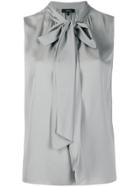 Theory Pussy Bow Neck Blouse - Grey