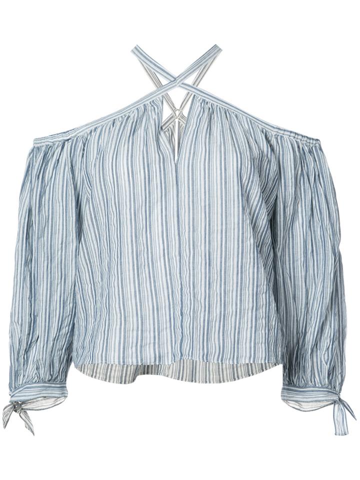 Rebecca Taylor Striped Halterneck Top - Blue