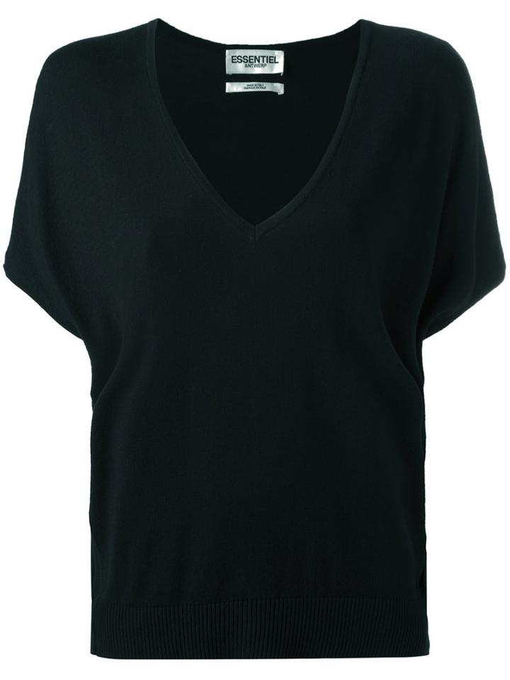 Essentiel Antwerp - V-neck Jumper - Women - Polyamide/viscose - S, Women's, Black, Polyamide/viscose