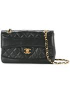 Chanel Vintage Quilted Cc Logo Double Chain Shoulder Bag - Black