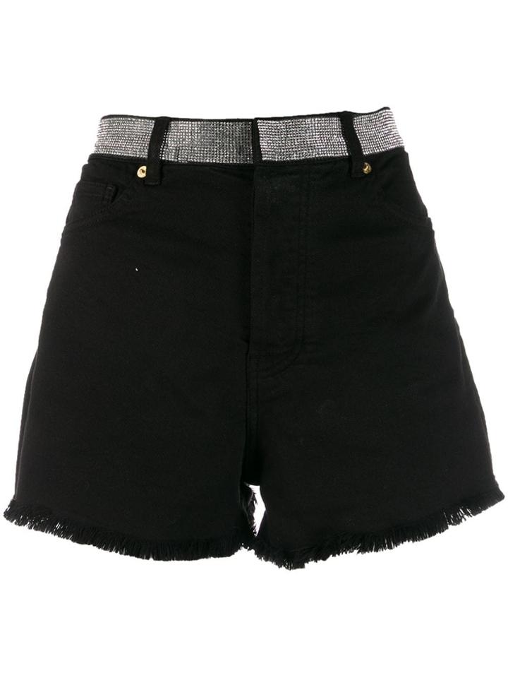 Alexandre Vauthier Rhinestone Waistband Shorts - Black