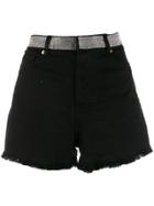 Alexandre Vauthier Rhinestone Waistband Shorts - Black