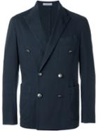 Boglioli Double Breasted Blazer, Men's, Size: 50, Blue, Cotton/spandex/elastane