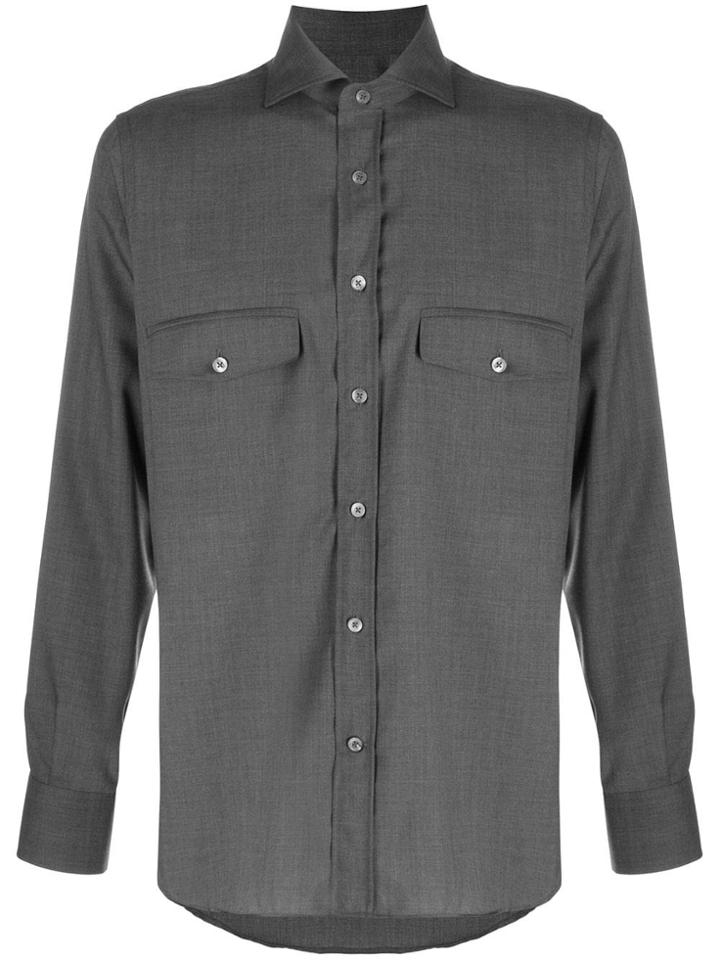 Canali Double Chest Pocket Shirt - Grey