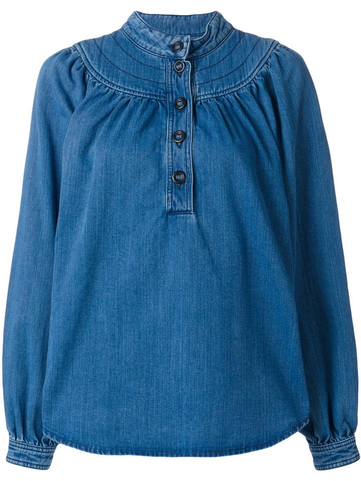 Chloé Denim Puff Sleeve Top - Blue