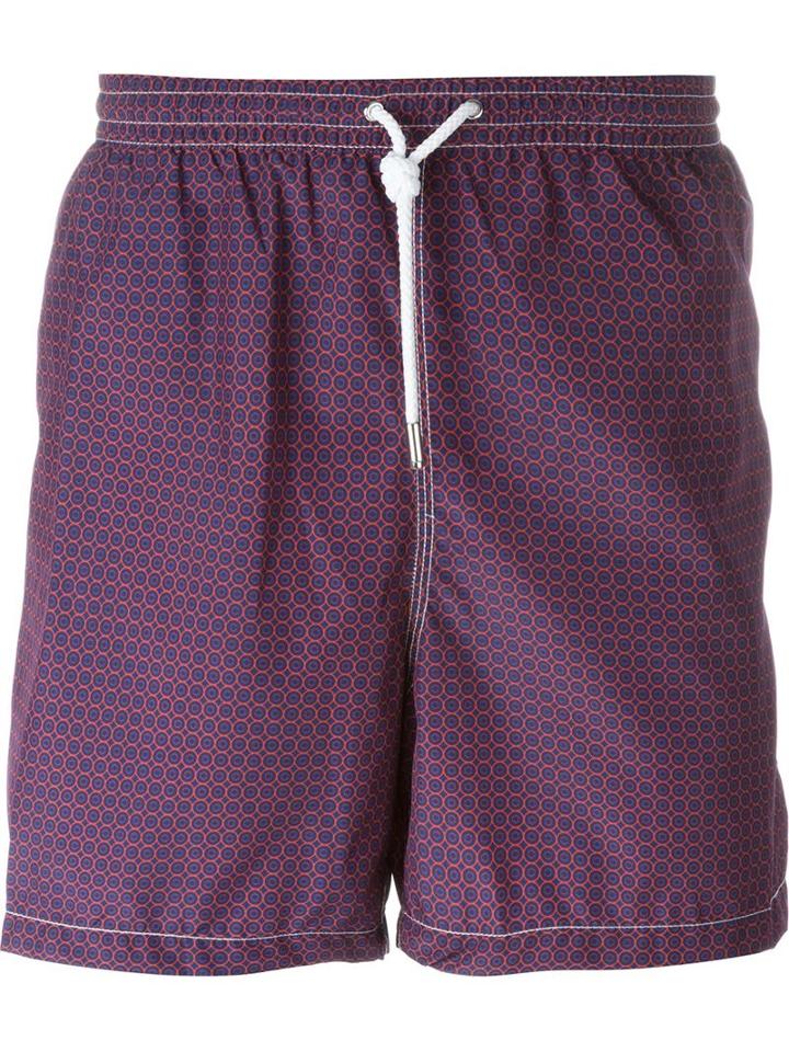 Kiton Circle Print Swim Shorts, Men's, Size: 56, Pink/purple, Polyester