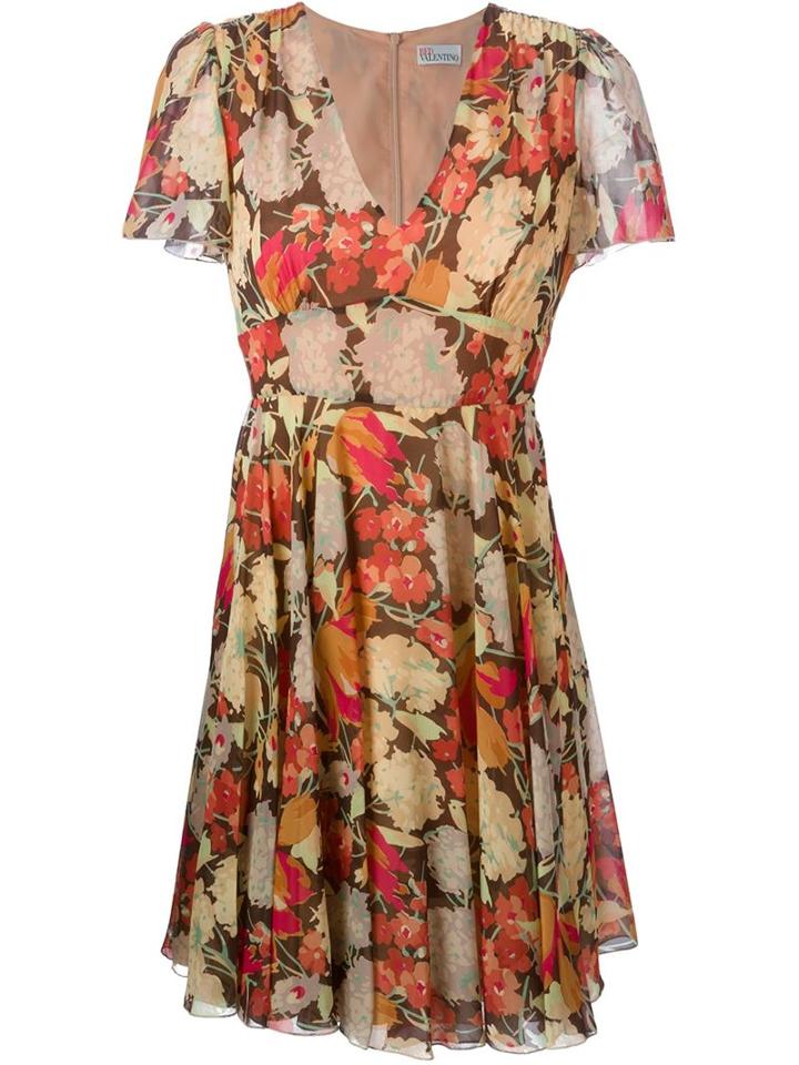 Red Valentino Floral Print Flared Dress
