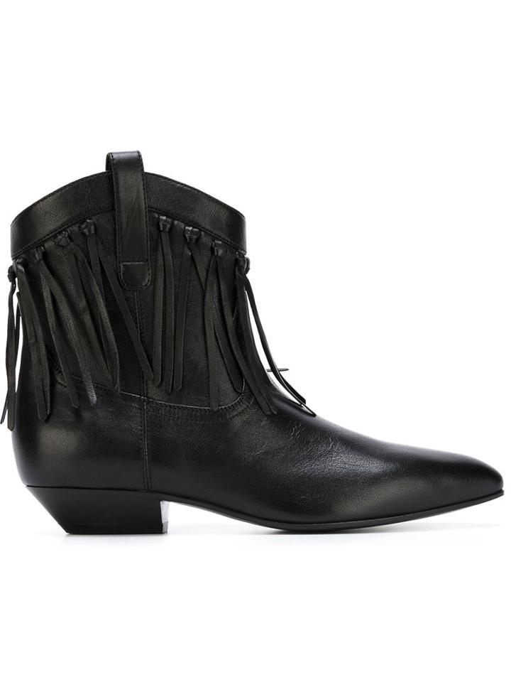 Saint Laurent Western 80 Boots, Women's, Size: 37.5, Black, Leather