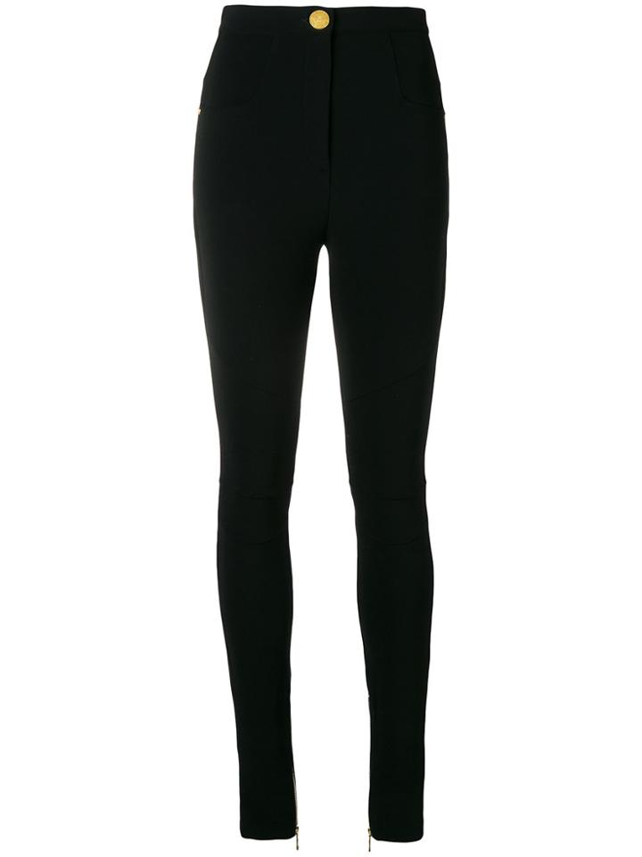 Balmain Zip Detail Skinny Trousers - Black