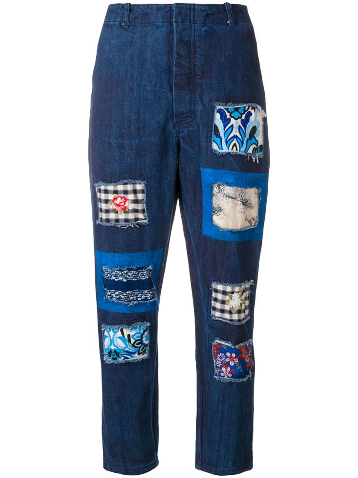 Ermanno Gallamini Patchwork Boyfriend Jeans - Blue