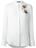 Alexander Mcqueen Embellished Insect Shirt, Women's, Size: 44, White, Silk