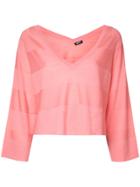 Jil Sander Navy Deep V-neck Jumper - Pink & Purple