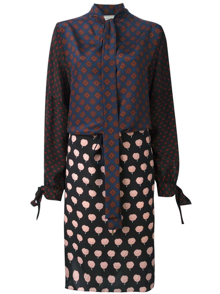 Lanvin Tied Patchwork Pattern Dress - Multicolour