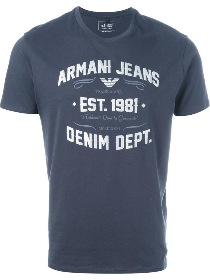 Armani Jeans Logo Print T-shirt, Men's, Size: Xl, Grey, Cotton