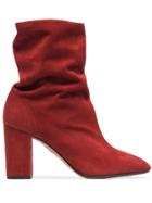 Aquazzura Boogie 85 Suede Ankle Boots - Red