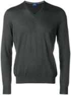 Barba Knit V-neck Sweater - Grey