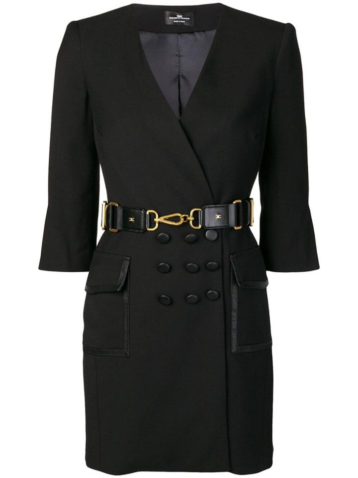 Elisabetta Franchi Belted Wrap Style Dress - Black
