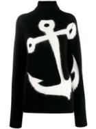 Nº21 Anchor Roll Neck Sweater - Black