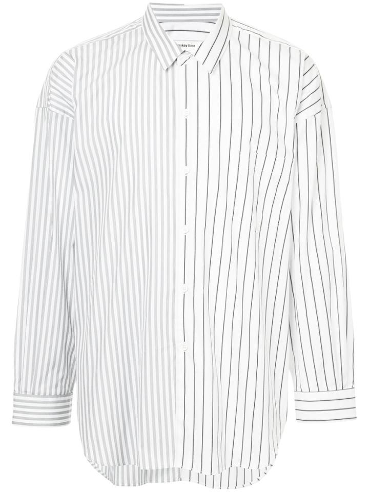 Monkey Time Oversized Striped Shirt - White