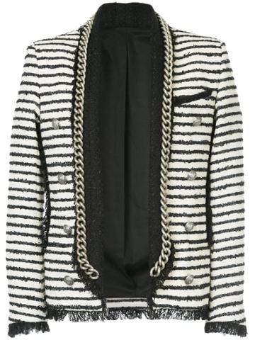 Balmain Spencer Tweed Striped Jacket - White