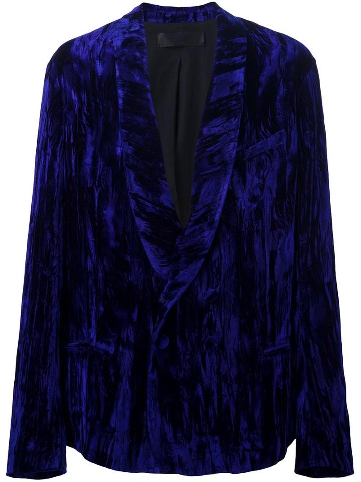 Haider Ackermann Tuxedo Blazer, Men's, Size: 48, Blue, Acetate/rayon