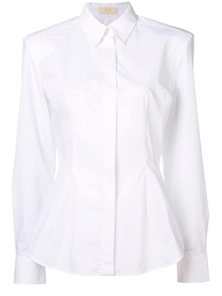 Sara Battaglia Ruffled Hem Shirt - White