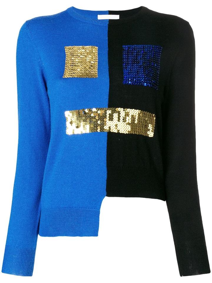 Peter Jensen Bicolour Sequin Face Sweater - Black