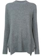 Derek Lam Long Sleeve Crewneck Sweater With Godet Inserts - Grey