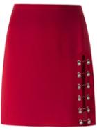 Versus Embellished Slit Skirt, Women's, Size: 44, Red, Polyester/polyamide/spandex/elastane/viscose