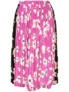 No21 Floral Print Pleated Skirt - Purple