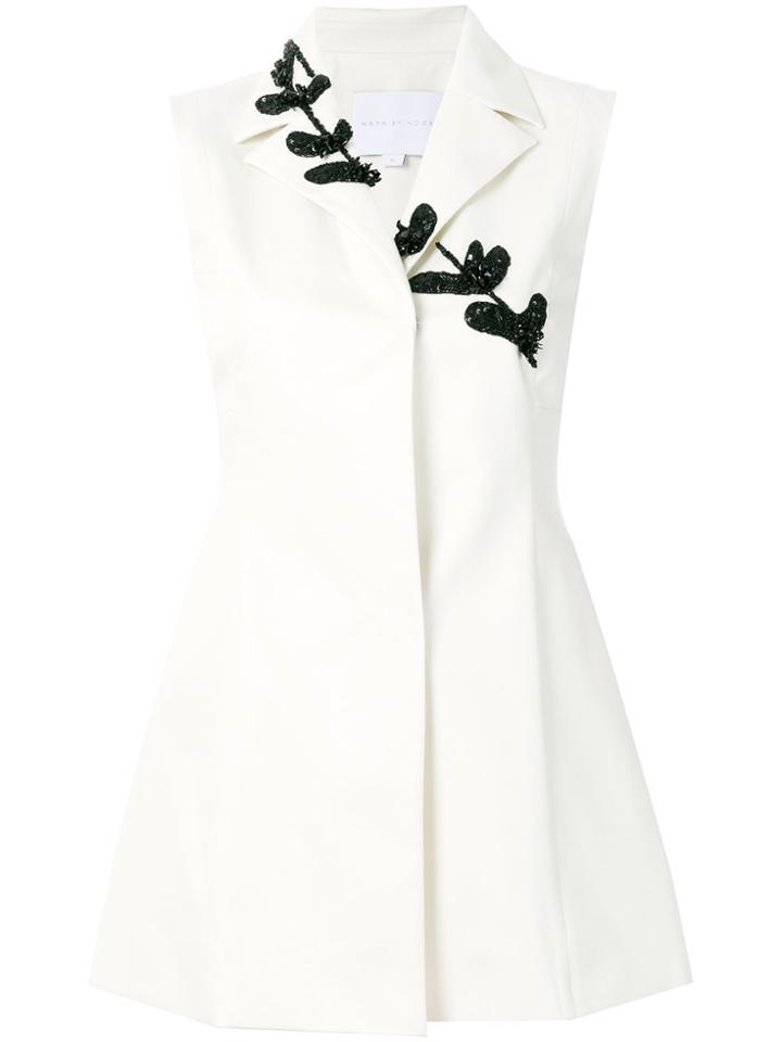 Noon By Noor Embellished Grier Notch Collar Sleeveless Pleated Blouse