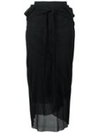Rick Owens Waist Tie Sheer Skirt, Women's, Size: 42, Black, Silk/viscose