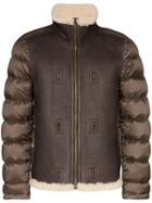 Ten C Panelled Shearling Padded Jacket - Brown