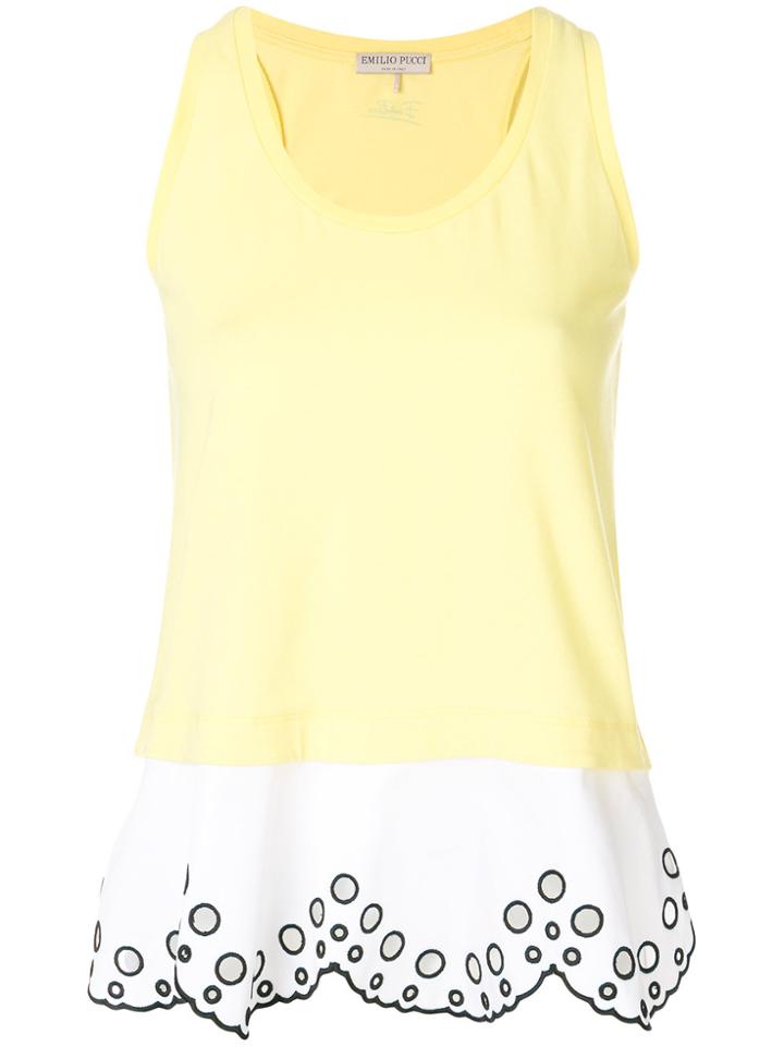 Emilio Pucci Open Embroidery Layered Tank - Yellow & Orange