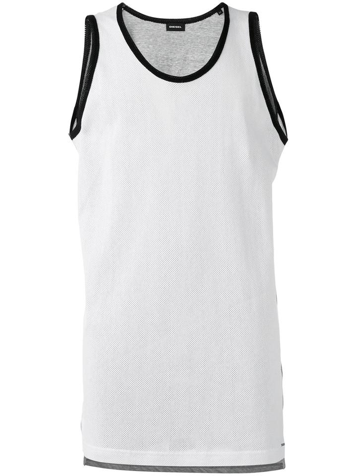 Diesel Contrast Tank Top, Men's, Size: Xl, White, Cotton