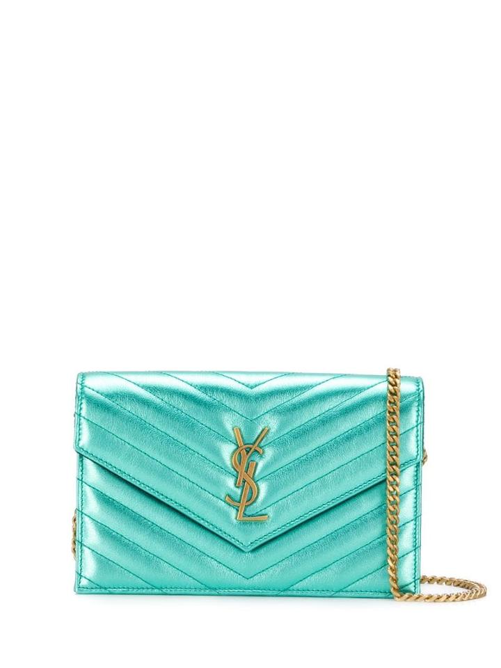 Saint Laurent Monogram Flap Wallet Quilted Bag - Blue