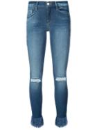 Frame Frayed Ankle Jeans - Blue
