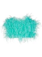 Attico Ostrich Feather Cropped Bustier - Blue