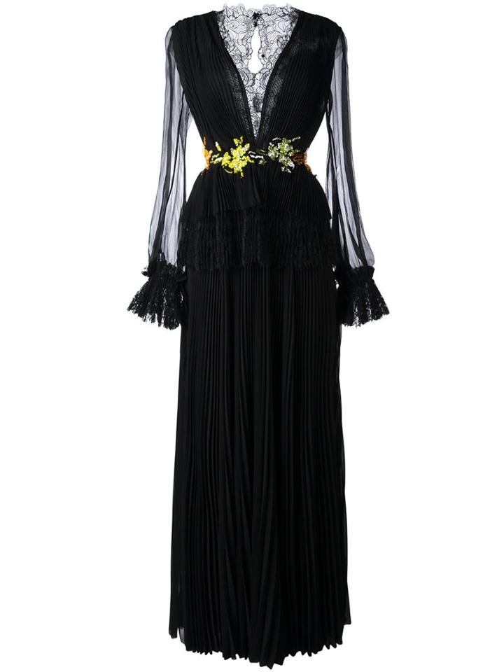 Ermanno Scervino Lace Overlay Pleated Dress