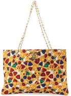 Chanel Vintage Jewelry Pattern Jumbo Xl Chain Shoulder Tote Bag -