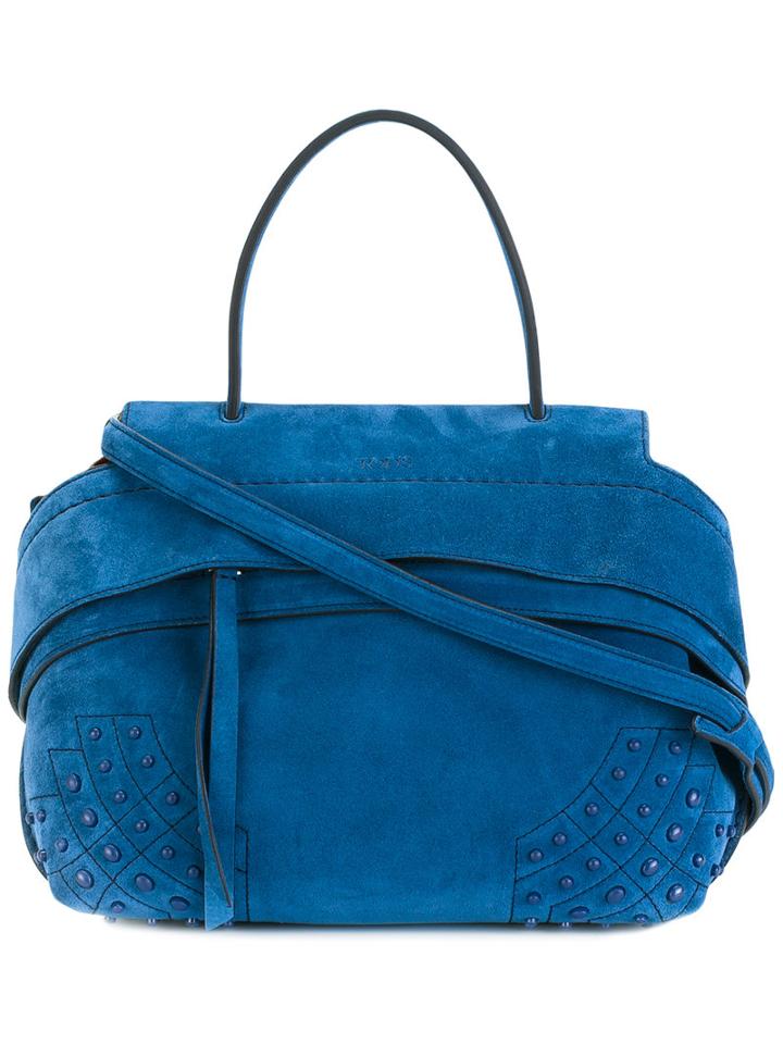 Tod's - Fold-over Closure Tote - Women - Leather - One Size, Blue, Leather