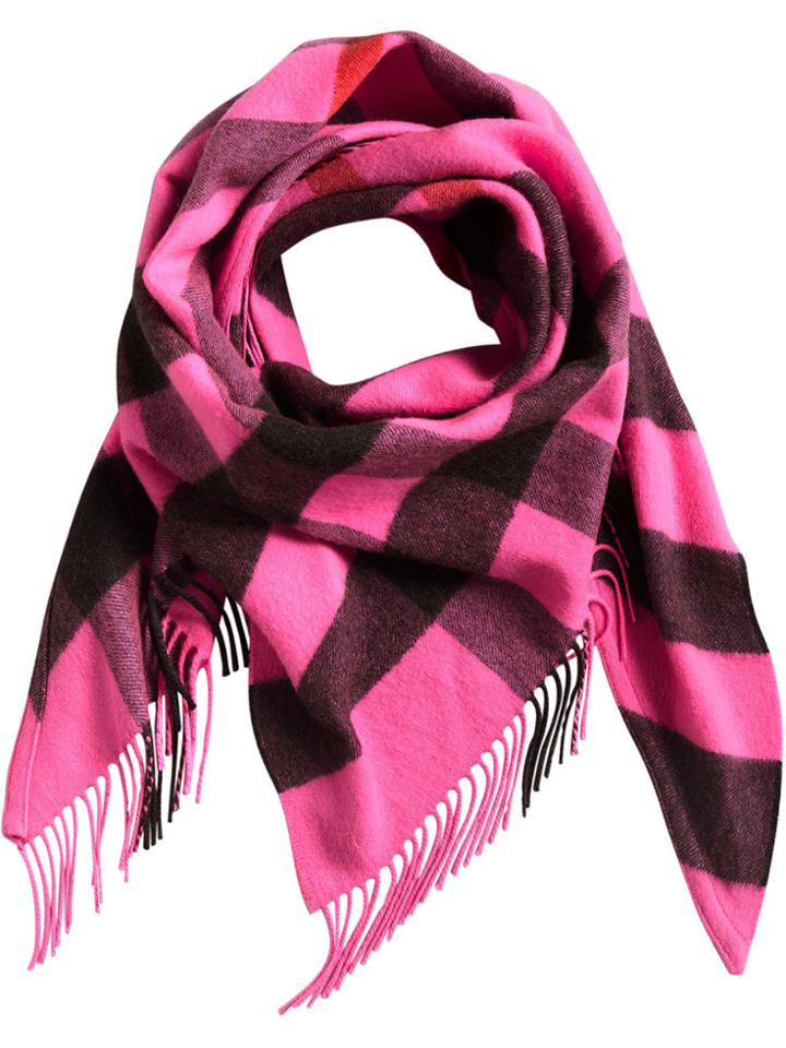 Burberry Cashmere Check Bandana - Pink & Purple