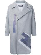 General Idea Printed Single Breasted Coat, Men's, Size: Medium, Grey, Nylon/wool