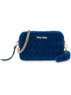 Miu Miu Matelassé Velvet Shoulder Bag - F0215 Cobalt Blue