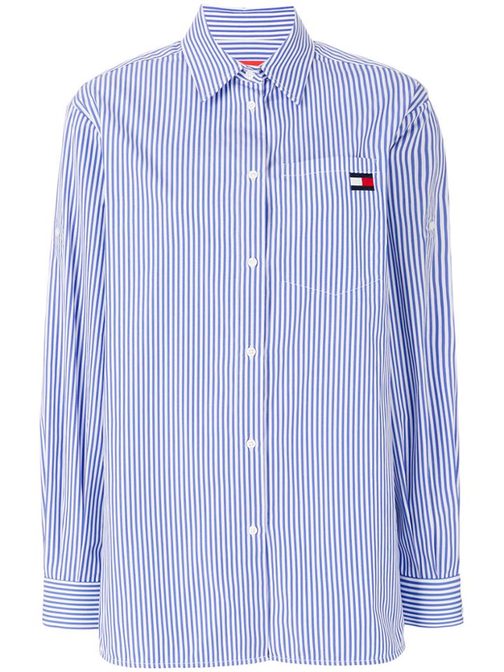 Tommy Hilfiger Striped Logo Shirt - Blue