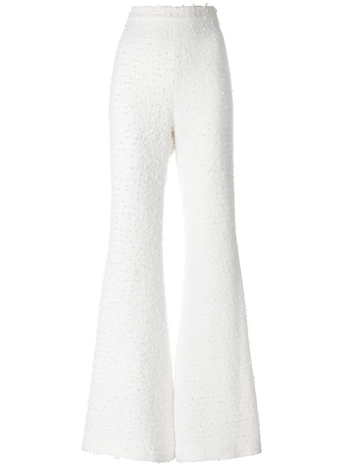 Balmain High-waisted Tweed Trousers - White